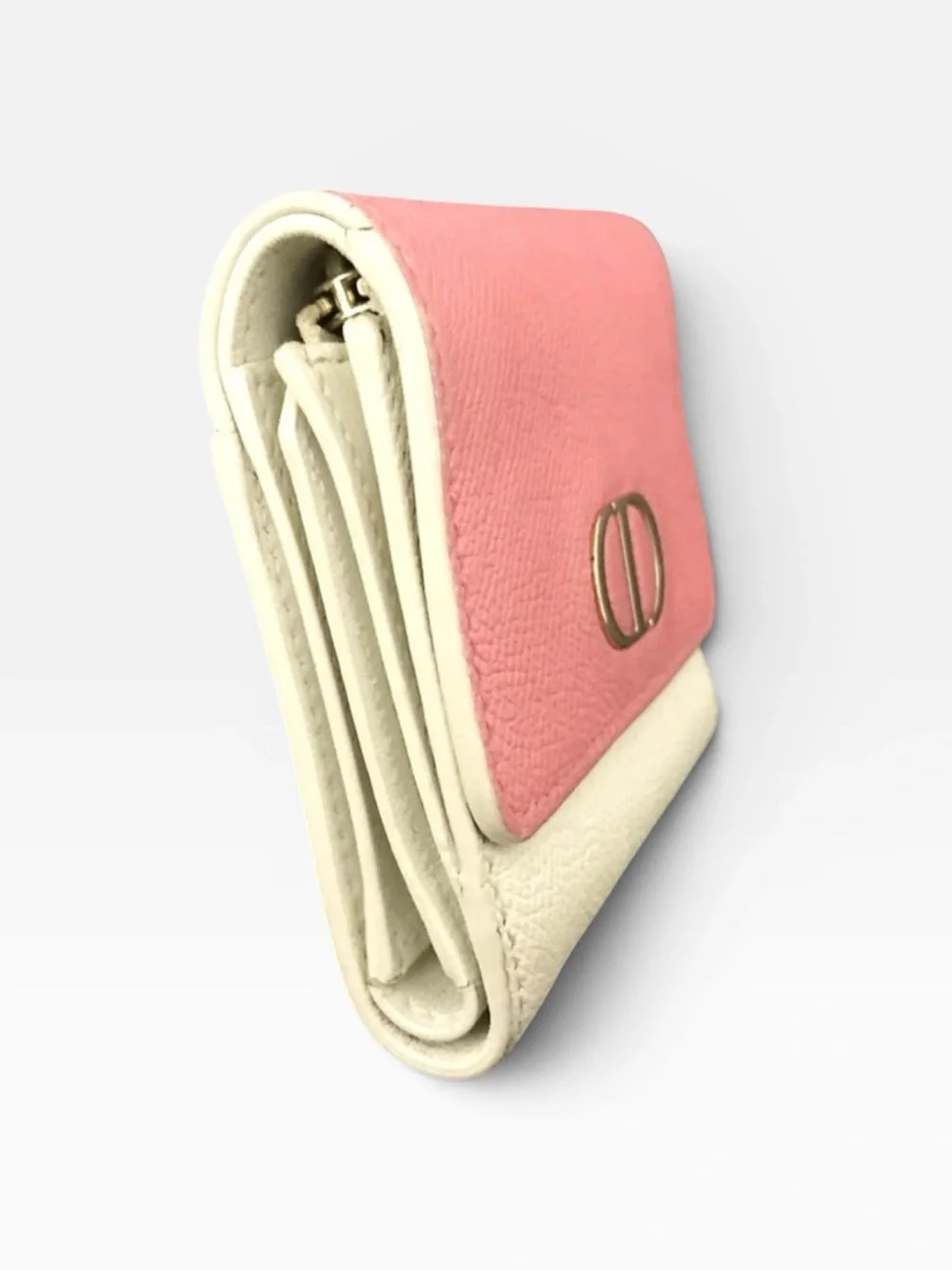 ✨🛍️ Christian Dior Pink and Cream Leather 30 Montaigne Compact Wallet